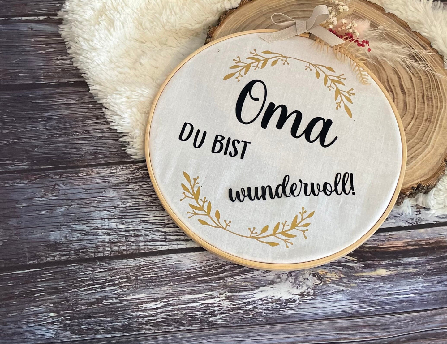 Stickrahmen Oma Opa Großeltern Weihnachten Weihnachtszauber Dekoration Zuhause Geschenkidee Einzug Wanddeko