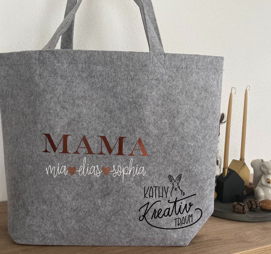 Personalisierte Einkaufstasche Filztasche Einkaufskorb Mama Tasche Handtasche