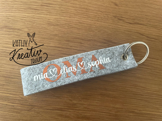 Schlüsselband Oma personalisiert Schlüsselanhänger Filz Filzanhänger Weihnachtsgeschenk