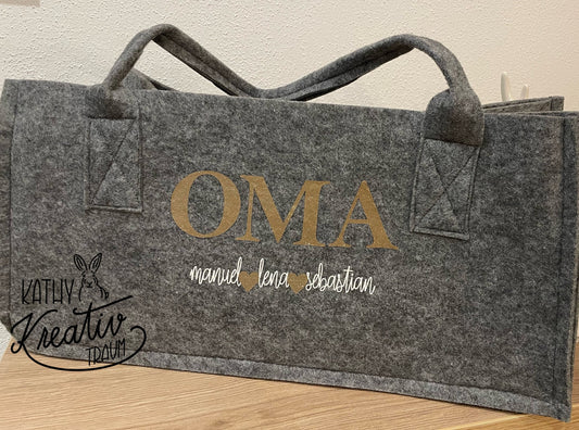 Einkaufstasche Oma Mama Filztasche Shopper Handtasche Tasche personalisiert