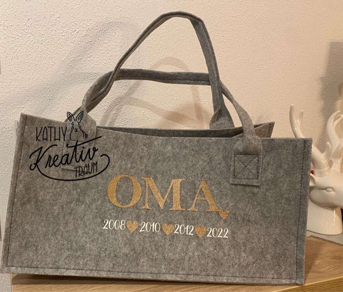 Einkaufstasche Oma Mama Filztasche Shopper Handtasche Tasche personalisiert
