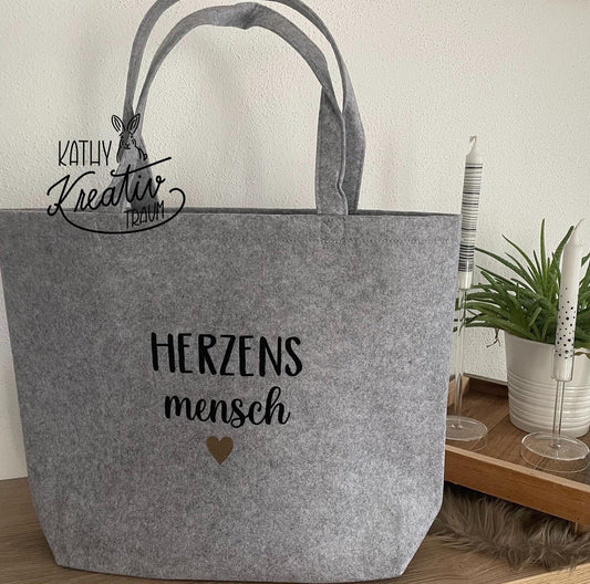 Filztasche Einkaufstasche Herzensmensch Freundin Mama Shoppingbag