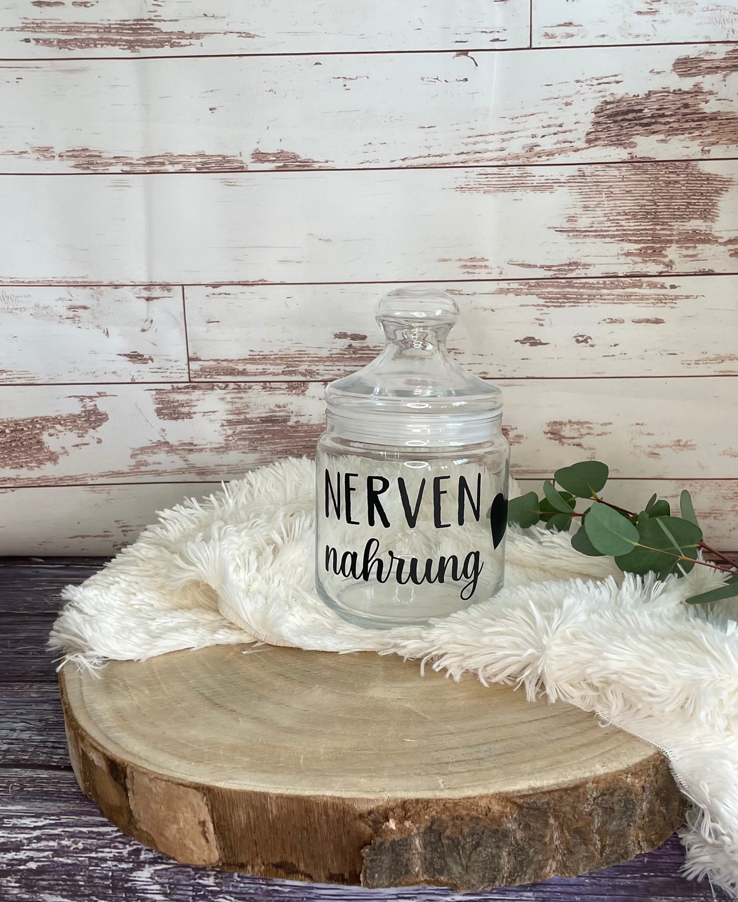 Vorratsglas Überlebensdose personalisiert Nervennahrung Glück im Glas Keksdose Süßigkeitenglas Glas Geschenkidee Mitbringsel Weihnachten