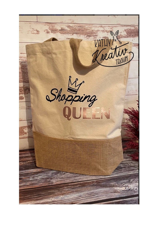 Shopping Queen Tragetasche Einkaufsshopper Leinentasche Jute