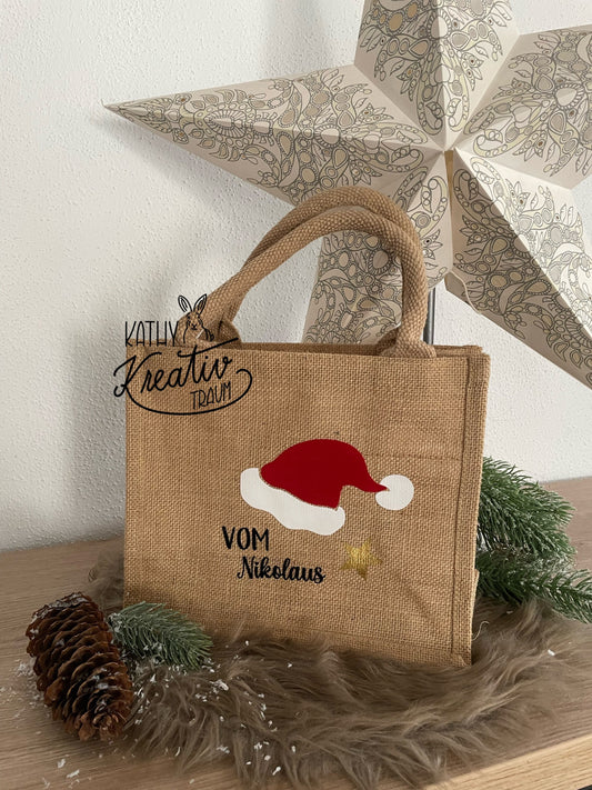 Nikolaussäckchen Nikolaus Jutetasche Jute Nikolausstiefel