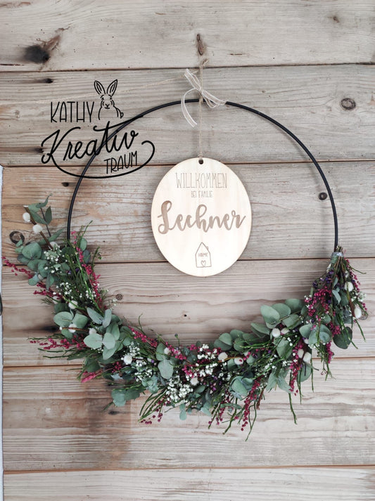 Türkranz Frühling Willkommensschild Türschild Loop Familie Blumendeko Türkranz Herbstdeko