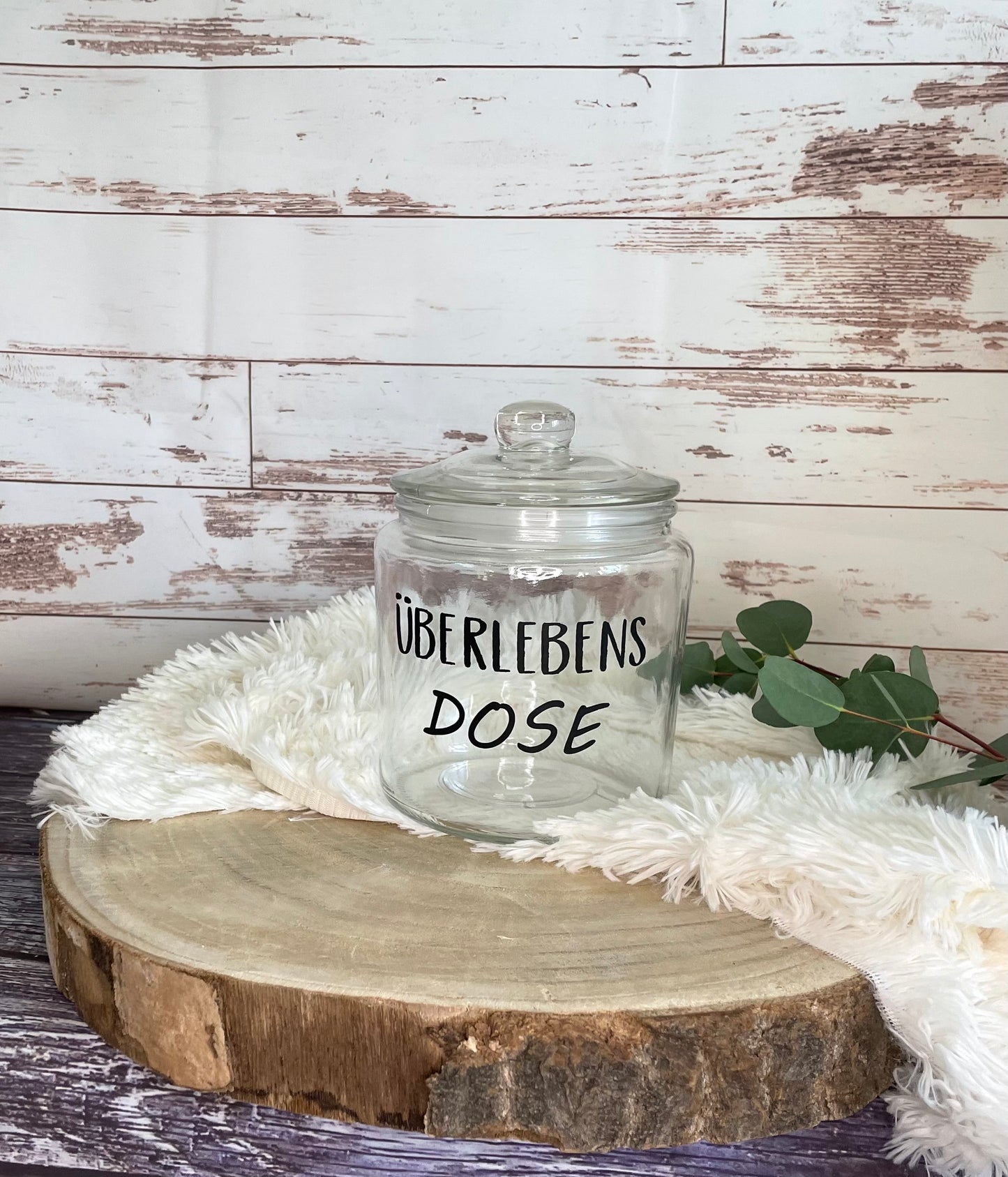 Vorratsglas Überlebensdose personalisiert Nervennahrung Glück im Glas Keksdose Süßigkeitenglas Glas Geschenkidee Mitbringsel Weihnachten
