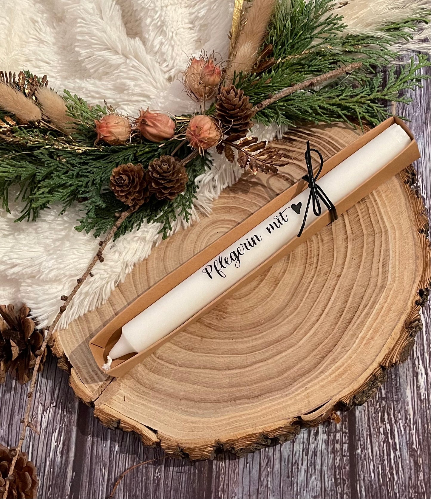 Lehrerin mit Herz Wunscherfüller Kerze   - Weihnachten, Christmas, Stabkerze, Geschenk, Mitbringsel,  Kronkerze, Kerze, Adventskerze,