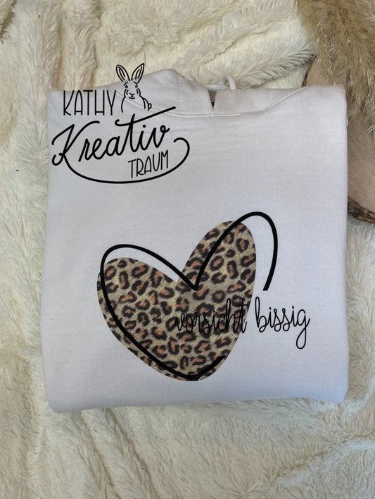 Hoodie - Leo Herz - Leo Print - Leostyle - vorsichtig bissig - Pulli - Kapuzenpulli - Pullover - Geschenkidee