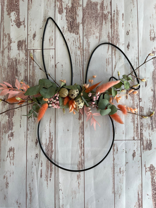 Metall Hase Osterhase Hasenhoop Flowerhoop Osterdekoration Osterhoop Metallei Ostern Wandring Türschmuck Wandschmuck