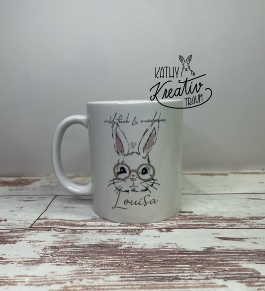 Tassen mit Zeichnung Hase wild frech wunderbar Freundin Tasse Oma Tasse Motivtasse Personalisierte Tasse Enkel Tasse Freundinnen Tassen