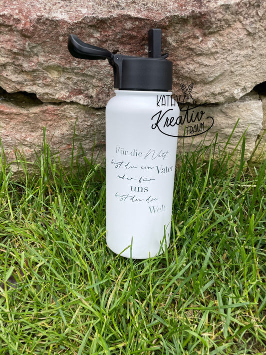 Trinkflasche Fahrradflasche Wasserflasche 950ml Edelstahl klappbarer Griff Vatertag Flasche