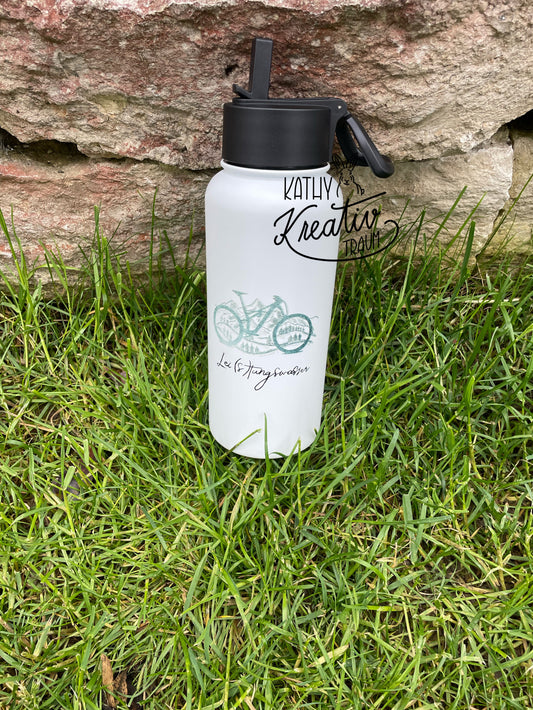 Trinkflasche Fahrradflasche Wasserflasche 950ml Edelstahl klappbarer Griff Vatertag Flasche