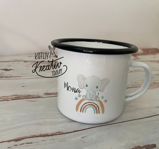 Emaille Tassen Elefant Giraffe Muttertag Fototasse Spass Tasse Freundin Tasse Oma Tasse Motivtasse Personalisierte Tasse Kindergarten