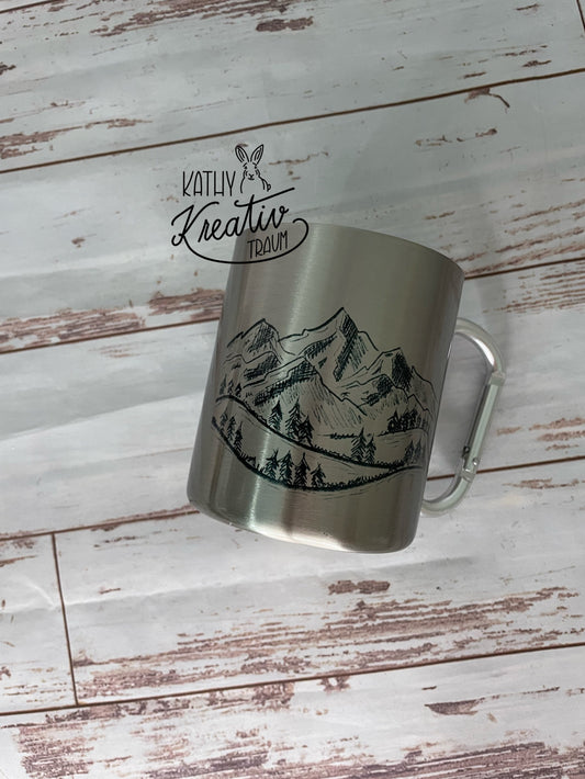 Edelstahltasse mit Karabiner Spruch Tassen Freundin Tasse Oma Tasse Motivtasse Personalisierte Tasse Freundinnen Tassen Hobby Wandern