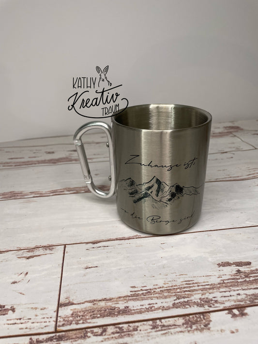 Edelstahltasse mit Karabiner Spruch Tassen Freundin Tasse Oma Tasse Motivtasse Personalisierte Tasse Freundinnen Tassen Hobby Wandern