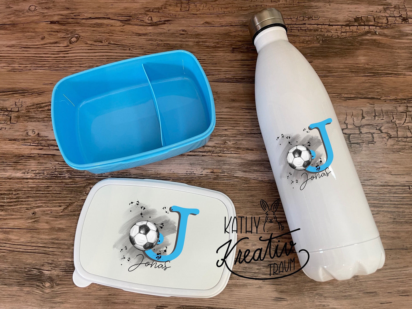 Brotdose mit Trennwand Lunchbox Pausenbox Fußball