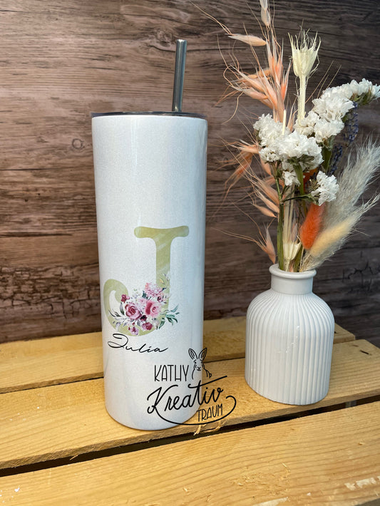 Coffee to Go Becher, Thermobecher, Edelstahlbecher, Tumbler, Kaffee, Tee, weiß irisierend